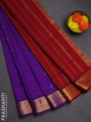 Purple & Maroon Semi Silk Cotton Saree - Buttas