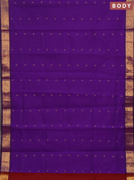 Purple & Maroon Semi Silk Cotton Saree - Buttas