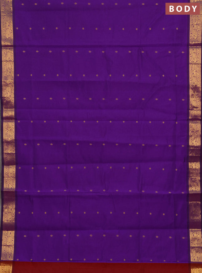 Purple & Maroon Semi Silk Cotton Saree - Buttas