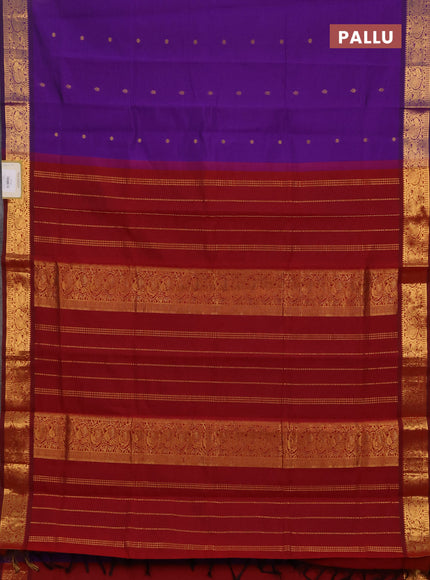 Purple & Maroon Semi Silk Cotton Saree - Buttas