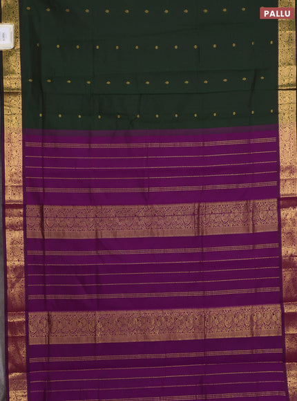 Green & Magenta Pink Semi Silk Cotton Saree - Buttas
