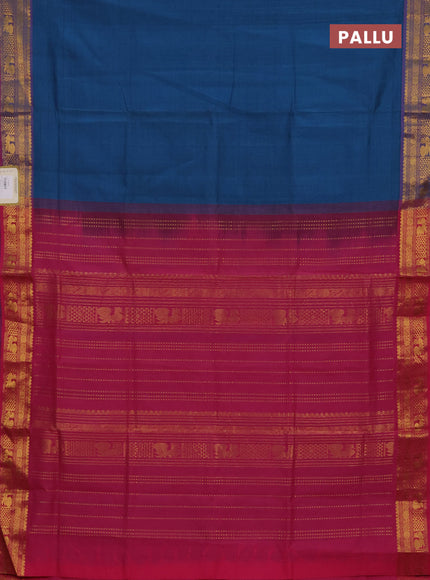 Peacock Blue & Pink Semi Silk Cotton Saree
