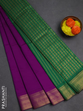 Purple & Green Semi Silk Cotton Saree