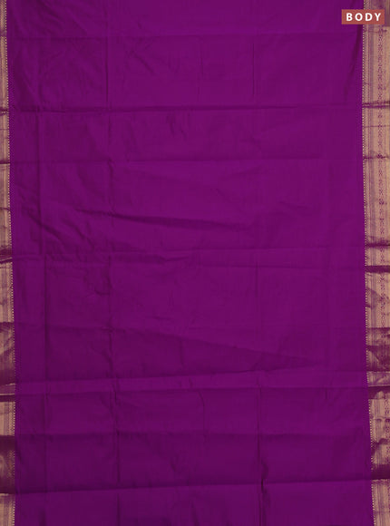 Purple & Green Semi Silk Cotton Saree