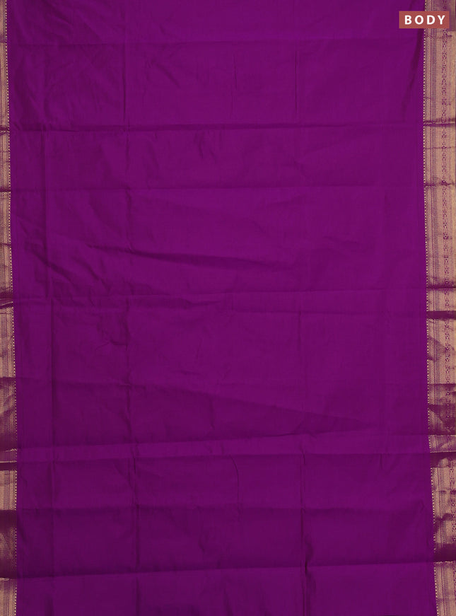 Purple & Green Semi Silk Cotton Saree
