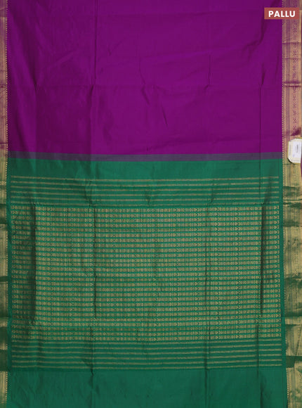 Purple & Green Semi Silk Cotton Saree