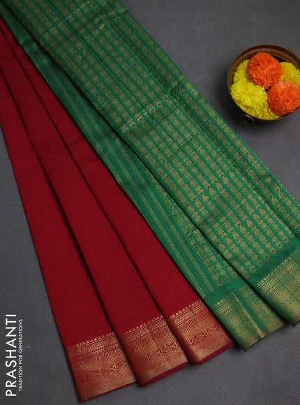 Maroon & Green Semi Silk Cotton Saree