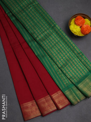 Maroon & Green Semi Silk Cotton Saree