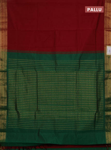 Maroon & Green Semi Silk Cotton Saree