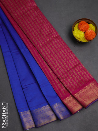 Blue & Pink Semi Silk Cotton Saree