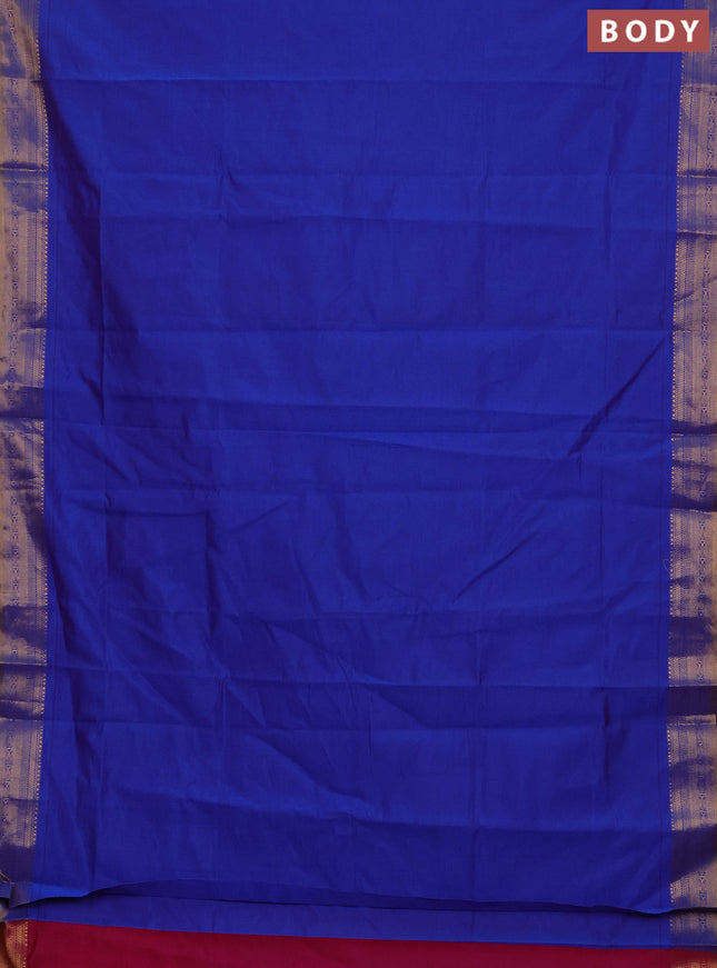 Blue & Pink Semi Silk Cotton Saree
