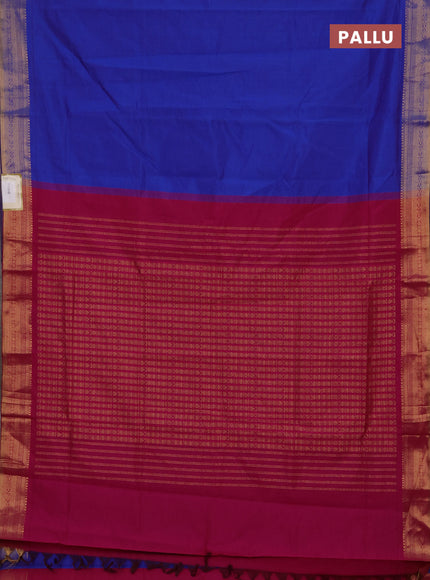 Blue & Pink Semi Silk Cotton Saree