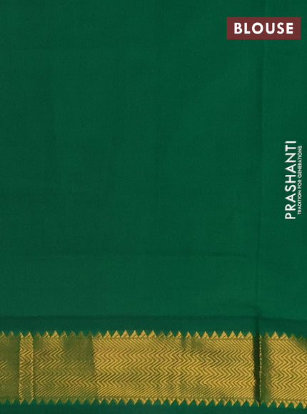 Magenta Pink & Green Semi Silk Cotton Saree