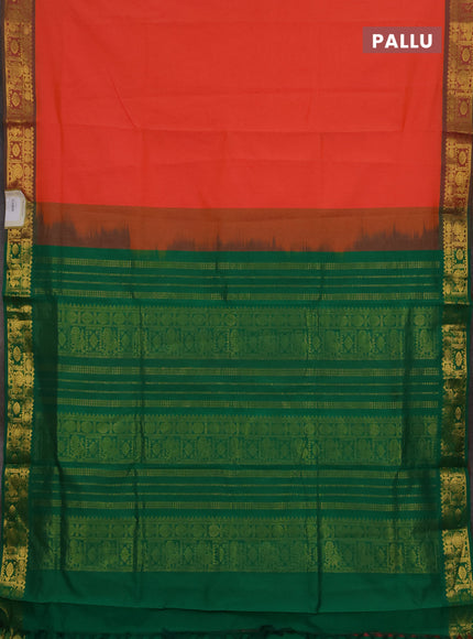 Orange & Green Semi Silk Cotton Saree