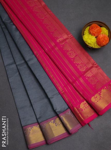 Grey & Pink Semi Silk Cotton Saree