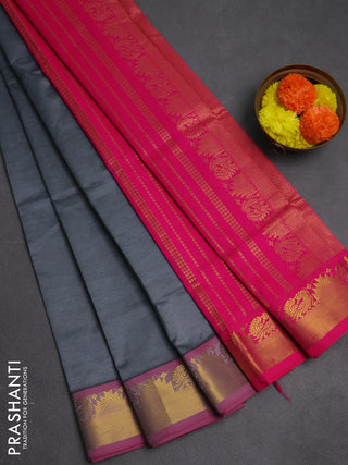 Grey & Pink Semi Silk Cotton Saree