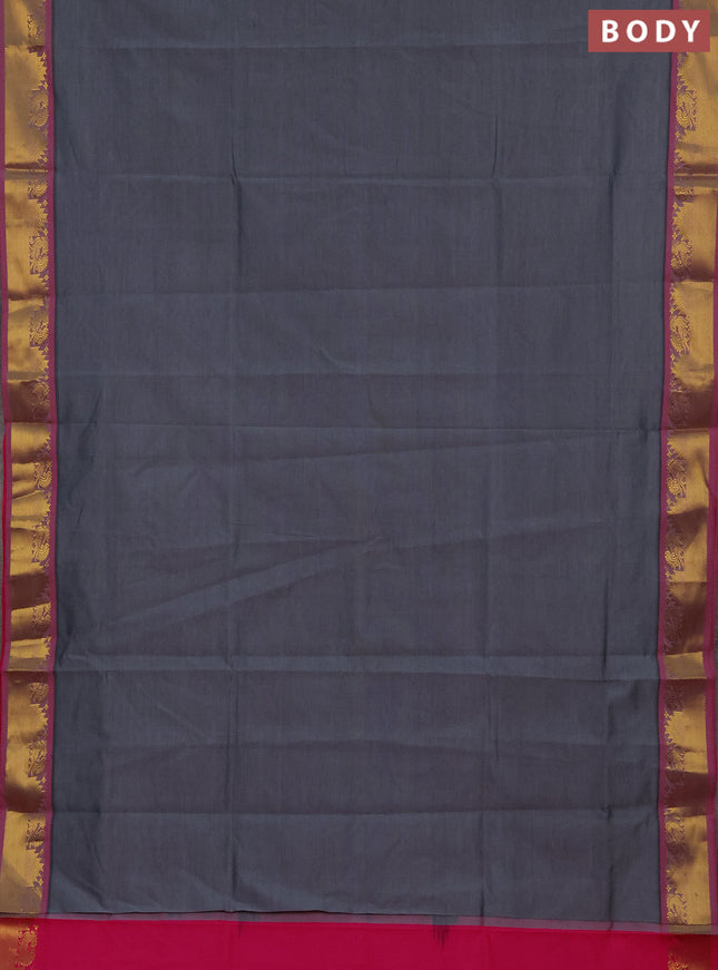 Grey & Pink Semi Silk Cotton Saree