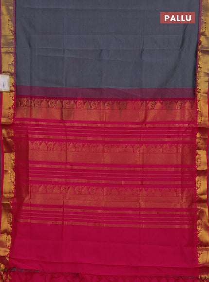 Grey & Pink Semi Silk Cotton Saree