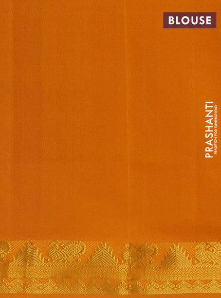Peacock Blue & Mustard Yellow Semi Silk Cotton Saree