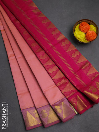 Peach & Pink Semi Silk Cotton Saree
