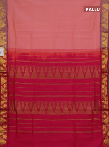 Peach & Pink Semi Silk Cotton Saree