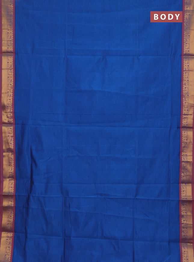 Cs Blue & Orange Semi Silk Cotton Saree