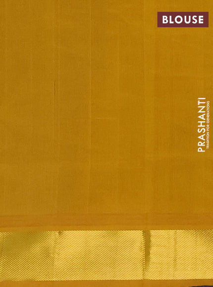 Peacock Green & Mustard Yellow Semi Silk Cotton Saree - Big Border
