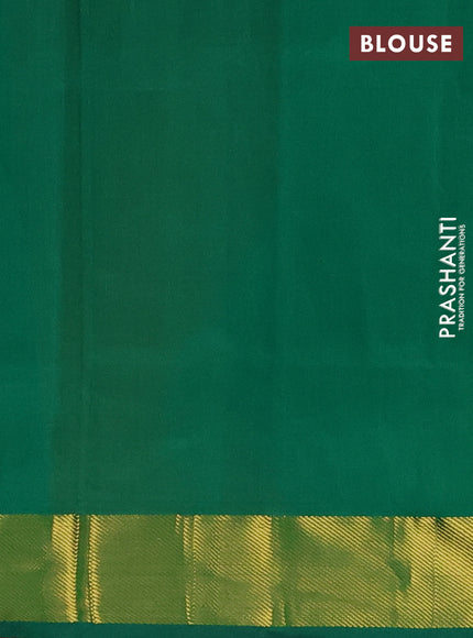 Orange & Green Semi Silk Cotton Saree - Big Border