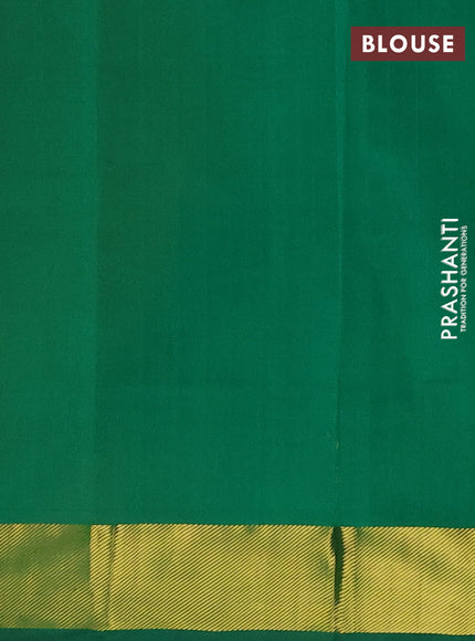 Mustard Yellow & Green Semi Silk Cotton Saree - Big Border