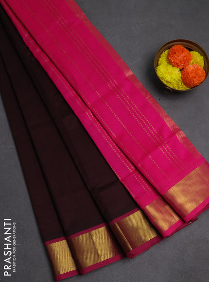 Maroon & Pink Semi Silk Cotton Saree - Big Border