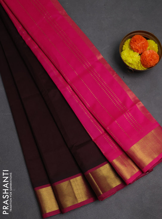 Maroon & Pink Semi Silk Cotton Saree - Big Border