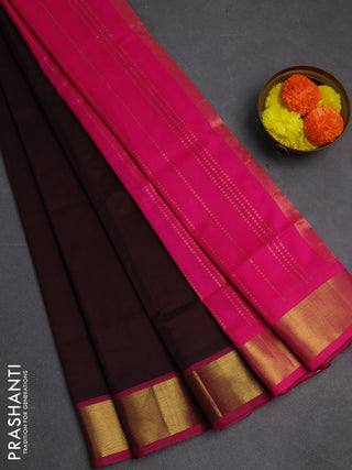 Maroon & Pink Semi Silk Cotton Saree - Big Border