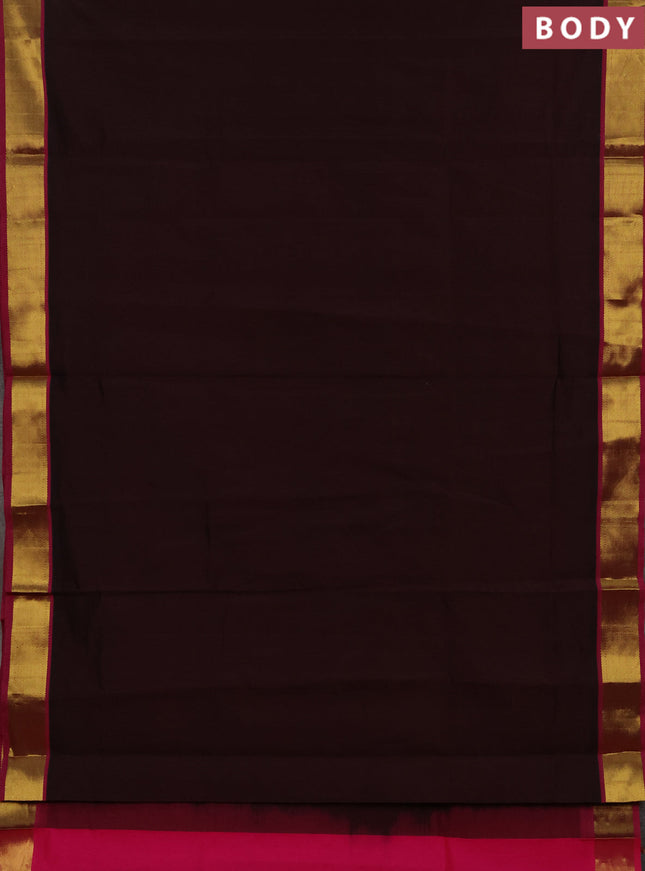 Maroon & Pink Semi Silk Cotton Saree - Big Border