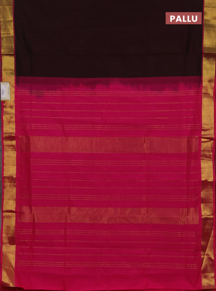 Maroon & Pink Semi Silk Cotton Saree - Big Border