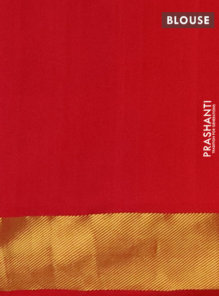 Blue & Red Semi Silk Cotton Saree - Big Border