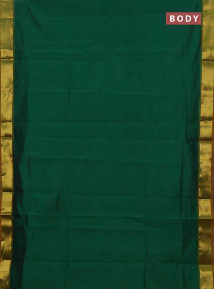 Green & Mustard Yellow Semi Silk Cotton Saree - Big Border