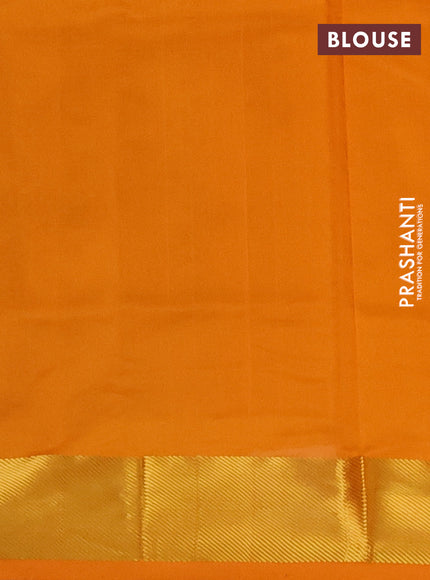Green & Mustard Yellow Semi Silk Cotton Saree - Big Border