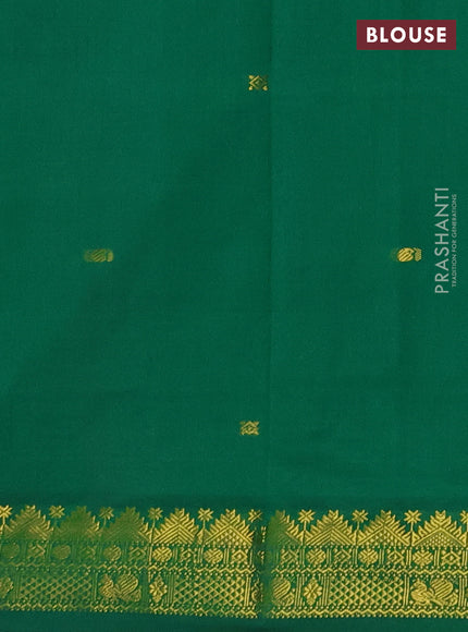 Magenta Pink & Green Semi Silk Cotton Saree - Buttas