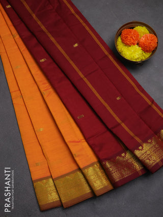 Orange & Maroon Semi Silk Cotton Saree - Buttas