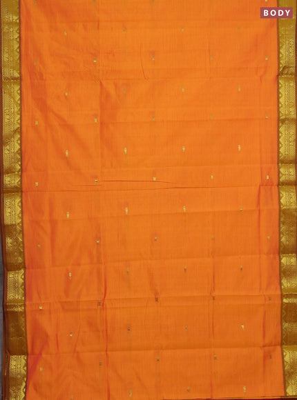 Orange & Maroon Semi Silk Cotton Saree - Buttas