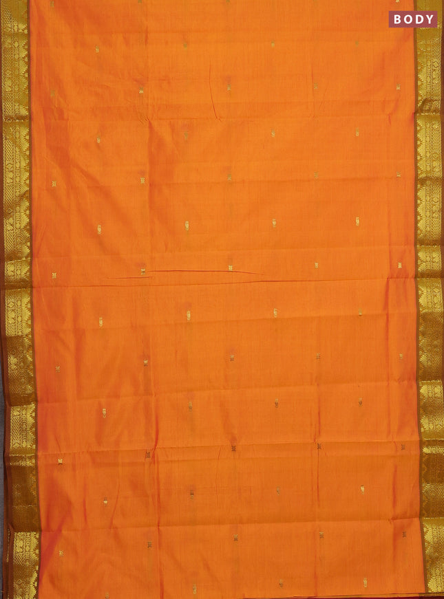 Orange & Maroon Semi Silk Cotton Saree - Buttas