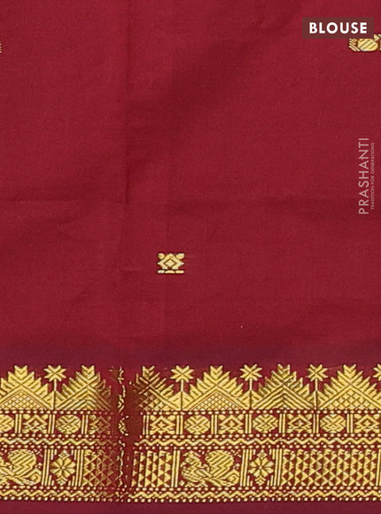 Orange & Maroon Semi Silk Cotton Saree - Buttas