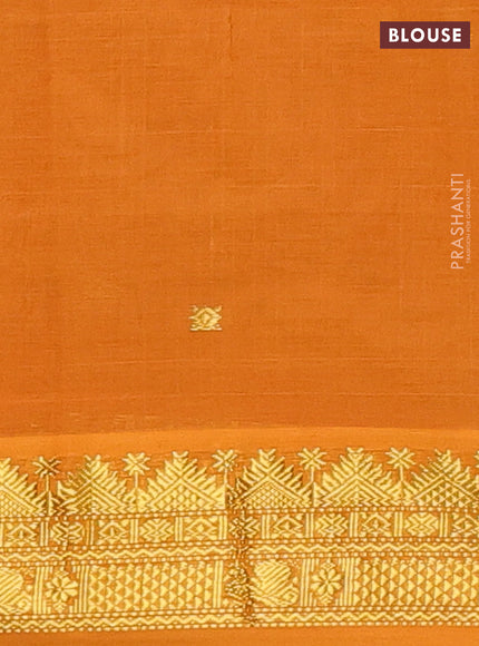 Teal Blue & Mustard Yellow Semi Silk Cotton Saree - Buttas