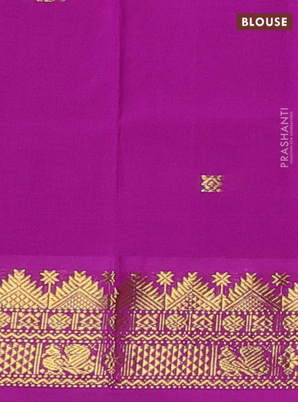Mehendi Green & Purple Semi Silk Cotton Saree - Buttas