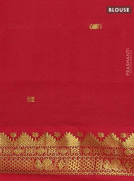 Teal Green & Maroon Semi Silk Cotton Saree - Buttas