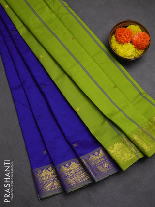Blue & Green Semi Silk Cotton Saree - Buttas