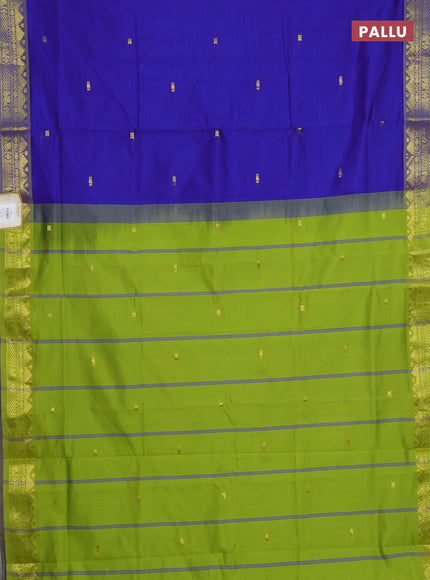 Blue & Green Semi Silk Cotton Saree - Buttas