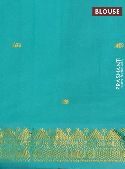 Purple & Teal Green Semi Silk Cotton Saree - Buttas