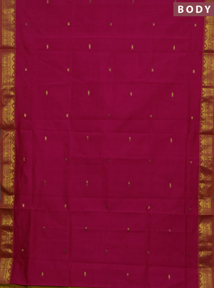 Pink & Mustard Yellow Semi Silk Cotton Saree - Buttas