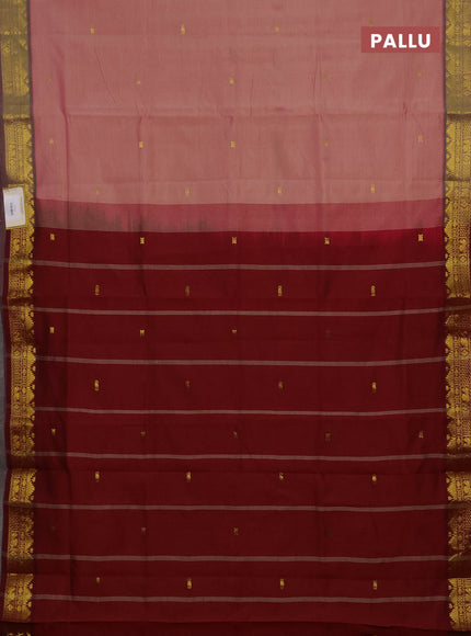 Pink & Maroon Semi Silk Cotton Saree - Zari Weaves